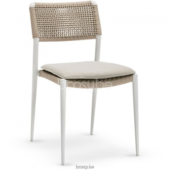 Diphano Ray Stapelbarer Gartenstuhl Aluminium Weiß Gestell Seil Mineral 5 mm.