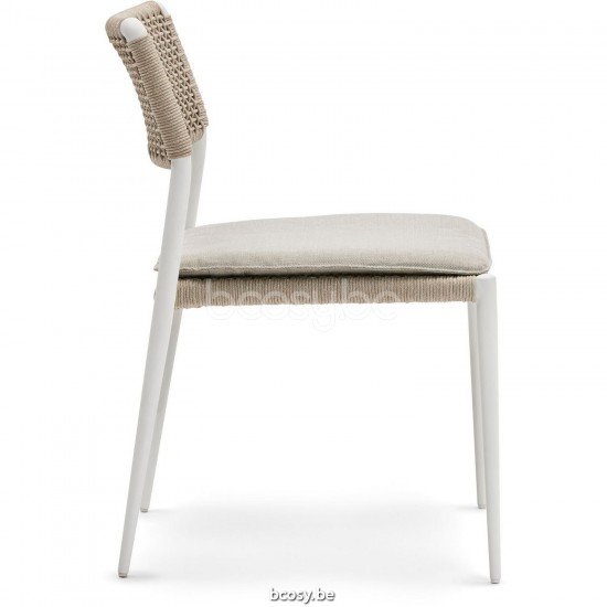 Diphano Ray Stackable dining side chair Aluminium White Frame Rope Mineral 5mm.