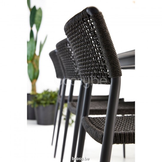 Diphano Ray Stapelbarer Gartenstuhl Aluminium Lava Gestell Seil Graphit 5mm.