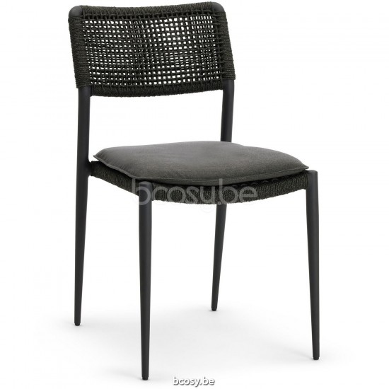 Diphano Ray Stapelbarer Gartenstuhl Aluminium Lava Gestell Seil Graphit 5mm.