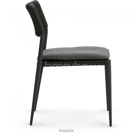 Diphano Ray Stackable dining side chair Aluminium Lava Frame Rope Graphite 5mm.