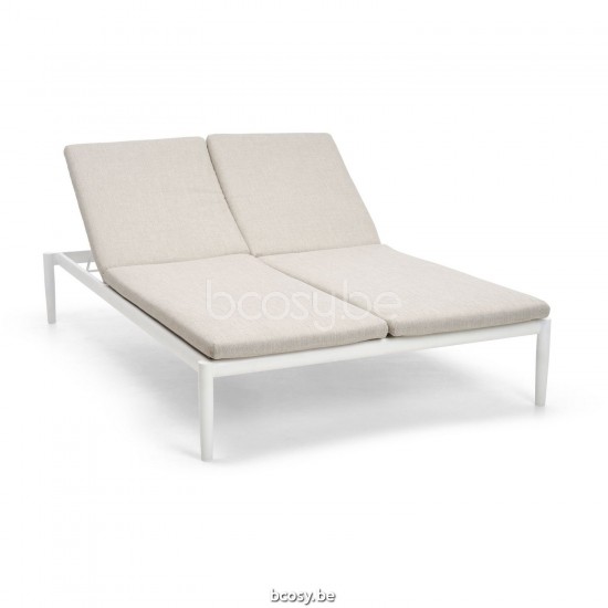 Diphano SWITCH ligbedden zonnebedden sunloungers voor 2 personen met parasol Aluminium Wit Batyline Wit.