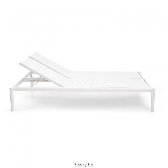 Diphano SWITCH Chaise longue double empilable Cadre Aluminium blanc Tissu Textylène Noir.