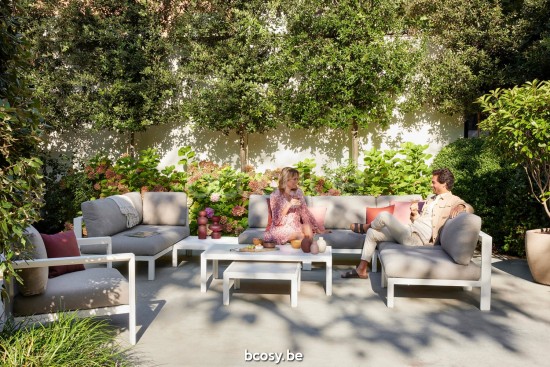 Diphano Cubic Modular modular garden outdoor lounge set loungeset in aluminium PCA White.