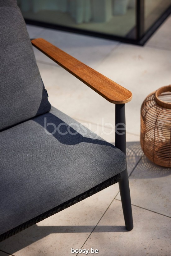 Diphano Ray salons de jardin détente 1 place Aluminium Lava corde Graphite 5mm.