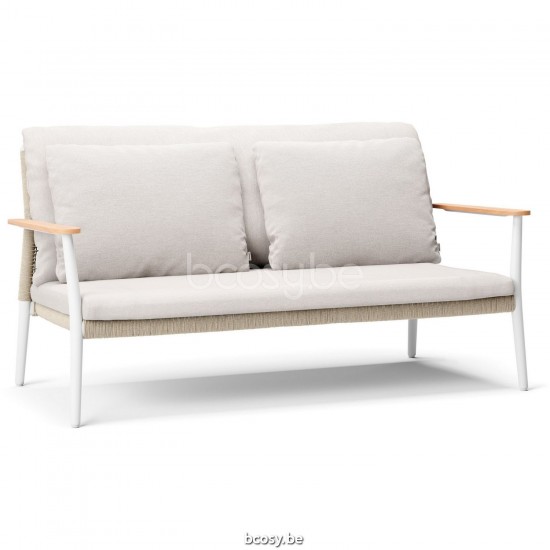 Diphano Ray 2-sitziger Gartensofa Optionaler Kissensatz Aluminium Weiß Gestell Seil Mineral 5 mm.