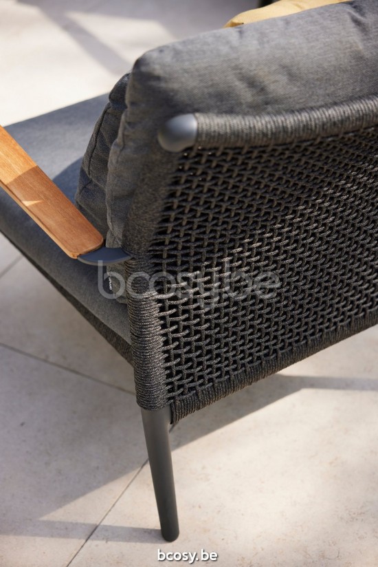 Diphano Ray 2-sitziger Gartensofa Optionaler Kissensatz Aluminium Lava Gestell Seil Graphit 5mm.