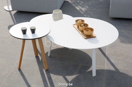 Diphano Easy-Fit table d'appoint elite B 42xR (44h) Cadre Teck naturel Dessus Céramique Graphite incrusté 9-11 mm.