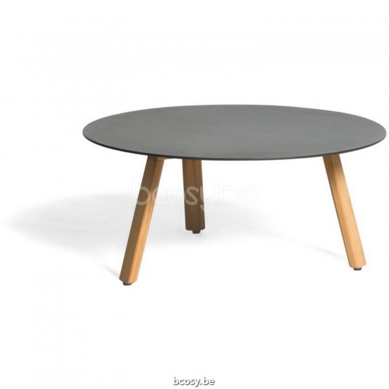 Diphano Easy-Fit Beistelltisch elite A 60xR (28h) Natürliches Teakholz Gestell Tischplatte Aluminium Lava.