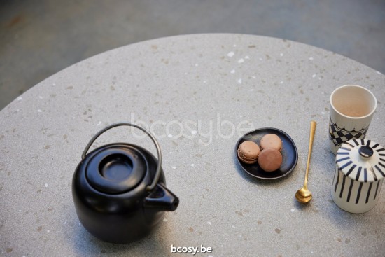 Diphano Ray table basse S 100xR (33,5h) Cadre Teck naturel Dessus Céramique Sable 9 mm imposé.