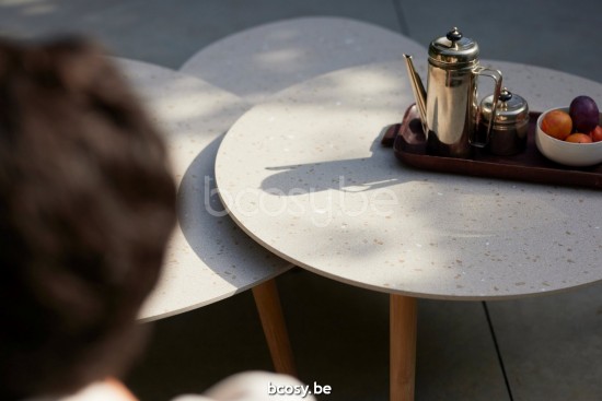 Diphano Ray garden outdoor coffee tables S 100xR (33,5h) Natural Teak.