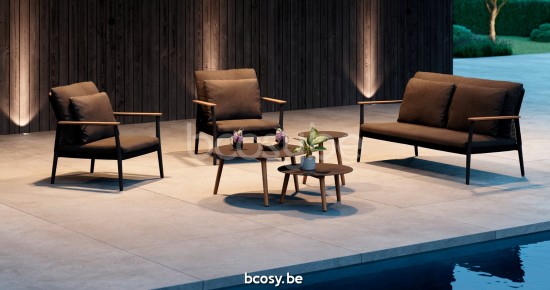 Diphano Ray garden outdoor coffee tables S 100xR (33,5h) Natural Teak.