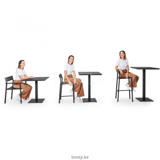 Diphano Metris table bistro de comptoir M (72x72) Cadre Aluminium Lava.