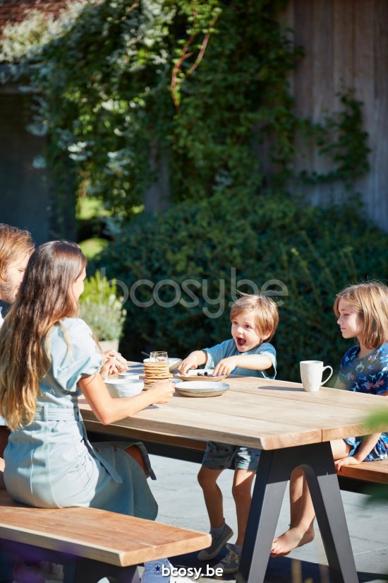 Diphano Pure table de jardin 280x100 Cadre Aluminium Lava Dessus Teck naturel.