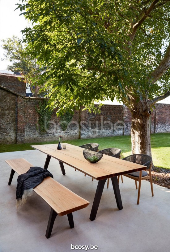 Diphano Pure dining table 280x100 Aluminium Lava Frame Top Natural Teak.