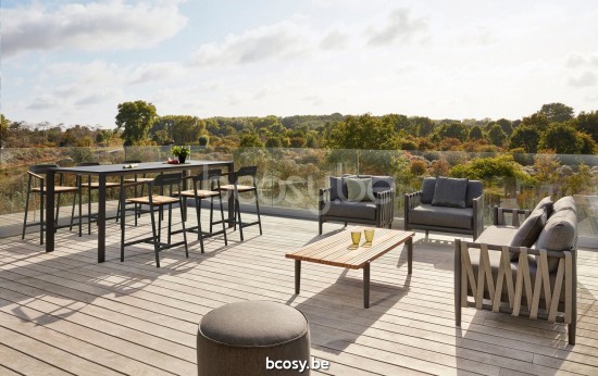 Diphano Switch tuinsalontafels bijzettafels koffietafels voor buiten terras S teak (140x62) Aluminium Lava.