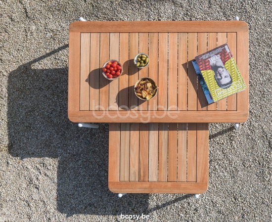 Diphano Omer coffee table S (120x75) Aluminium White Frame Top Natural Teak.