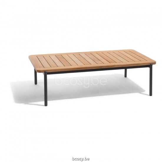 Diphano Omer salontafel S (120x75) Aluminium Lava Frame Tafelblad Naturel Teak.