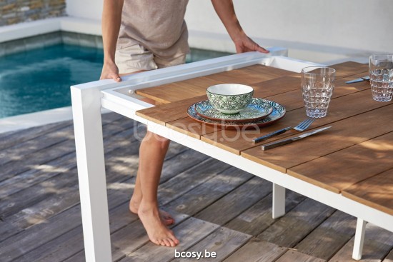 Diphano Alexa extendable garden outdoor dining tables 220-280x96 PCA White.