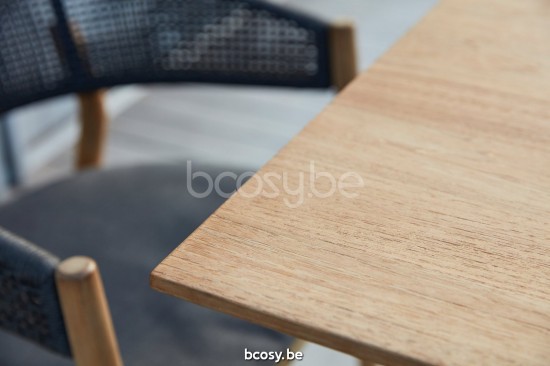 Diphano Alexa counter bistro table M (75x70) Aluminium Lava Frame Top Natural Teak.