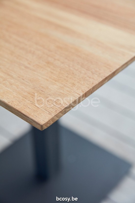 Diphano Alexa hoge bistrotafel H (75x70) Aluminium Lava Frame Tafelblad Naturel Teak.