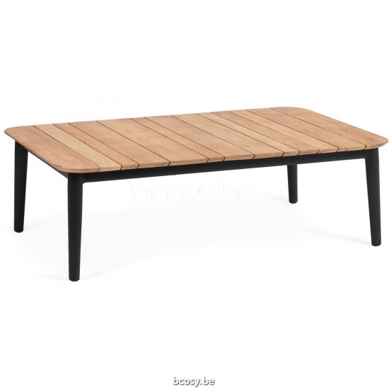 Diphano Diamond Couchtisch S Teakholz (112x72) Aluminium Lava Gestell Tischplatte Natürliches Teakholz.