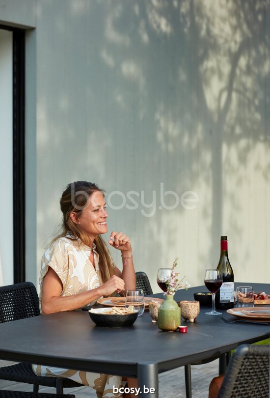 Diphano Icon dining table 164x96 Aluminium Lava Frame Top Ceramic Coal Black 6 mm Lay-On.