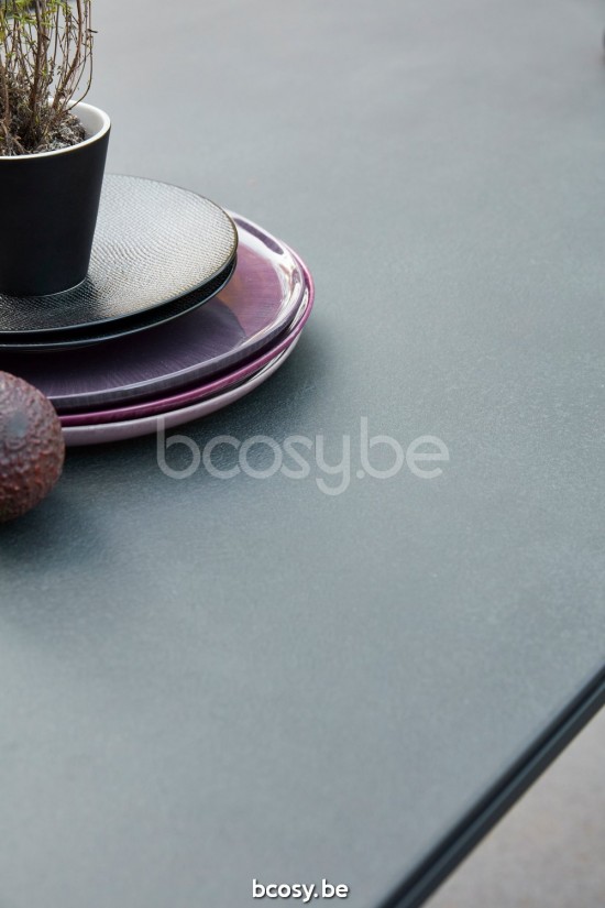 Diphano Selecta table de jardin 160x80 Cadre Aluminium Lava Dessus Céramique noir 6 mm incrusté.