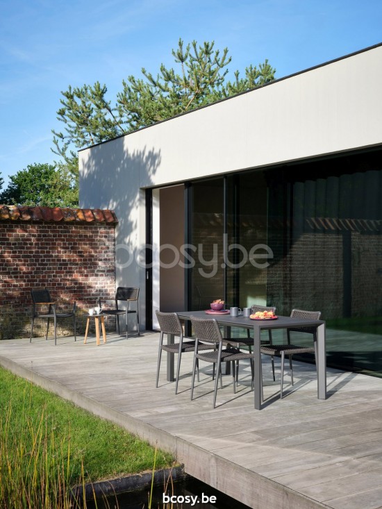 Diphano Selecta table de jardin extensible 225-345x108 Cadre Aluminium Lava Dessus Céramique noir 6 mm imposé.