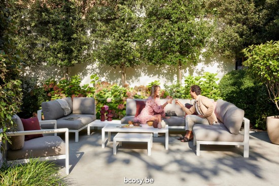 Diphano Cubic coffee table A (65x65) Aluminium White Frame Top Ceramic Cameo White 9-11 mm Inlay.