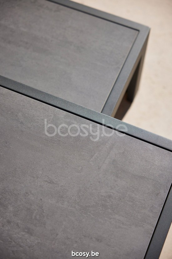 Diphano Cubic table basse A (65x65) Cadre Aluminium Lava Dessus Céramique Graphite 9-11 mm incrusté.