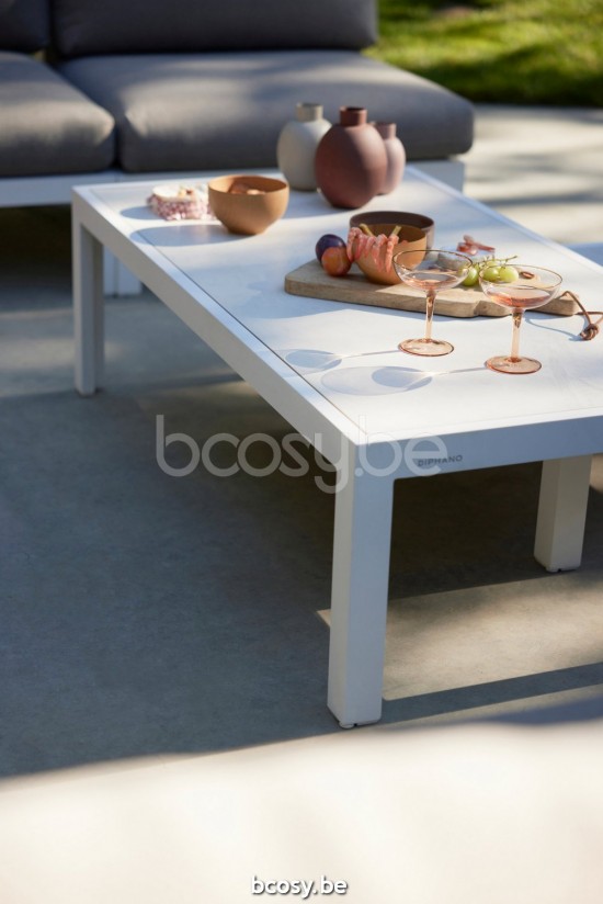 Diphano Cubic coffee table S (125x65) Aluminium White Frame Top Ceramic Cameo White 9-11 mm Inlay.