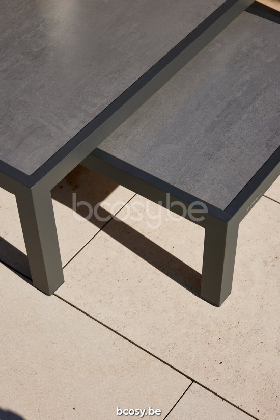 Diphano Cubic table basse S (125x65) Cadre Aluminium Lava Dessus Céramique Graphite 9-11 mm incrusté.