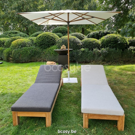 Jardinico AMALFI 250x250 Parasol À Mât Central Mât Teck Alu Toile Natural Classic-Acryl solids.