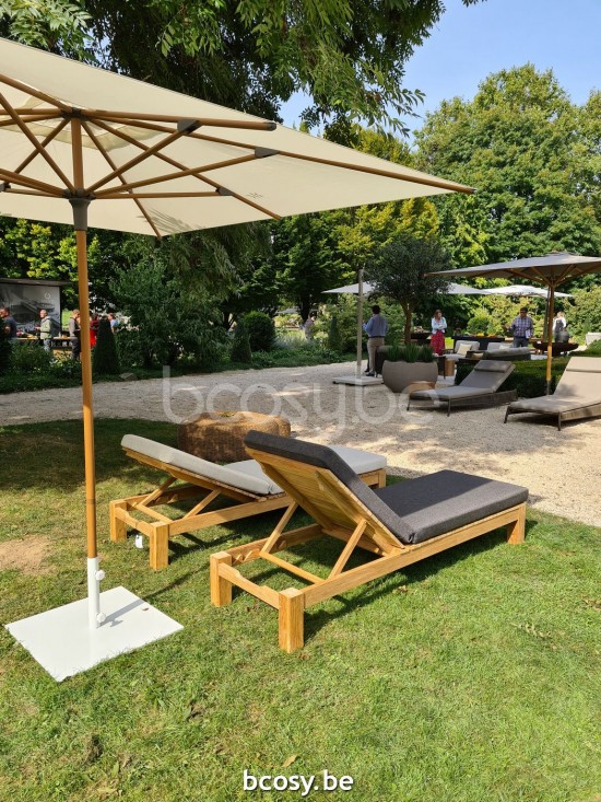 Jardinico AMALFI 250x250 Square Centerpost Parasol Pole Alu Teak Canopy Natural Classic-Acryl solids.