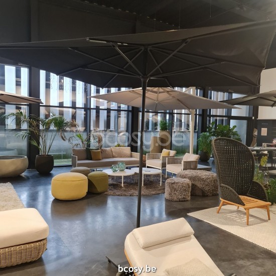 Jardinico AMALFI 250x250 Square Central Pole Centerpost Parasol Umbrella 2,5x2,5 Pole Mast Post Anthracite Powder Coated Aluminium| Canopy-fabrics Black Classic-Acryl solids.