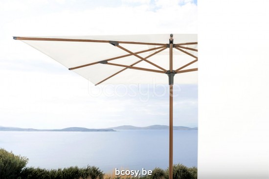 Jardinico AMALFI 300x300 Square Centerpost Parasol Pole Alu Teak Canopy Natural Classic-Acryl solids.