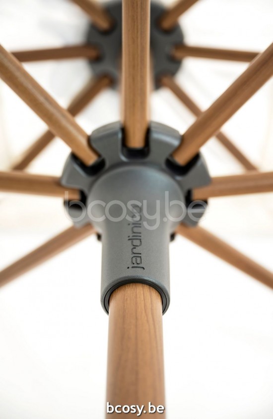 Jardinico AMALFI 300x300 Square Central Pole Centerpost Parasol Umbrella 3x3 Pole Mast Post Alu Teak Structured Powder Coated Aluminium| Canopy-fabrics Natural Classic-Acryl solids.