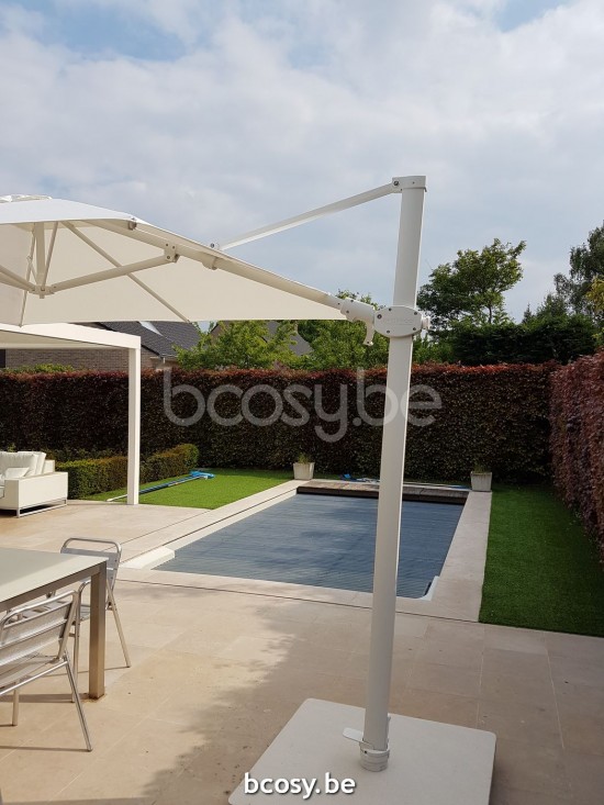 Jardinico ANTEGO 200x300 Rectangular Cantilever Parasol Pole White Canopy Natural Classic-Acryl solids.