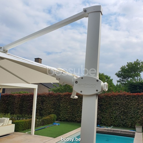 Jardinico ANTEGO 200x300 Rechteckiger Freiarmschirm Weisser Mast Stoff Natural Classic-Acryl solids.