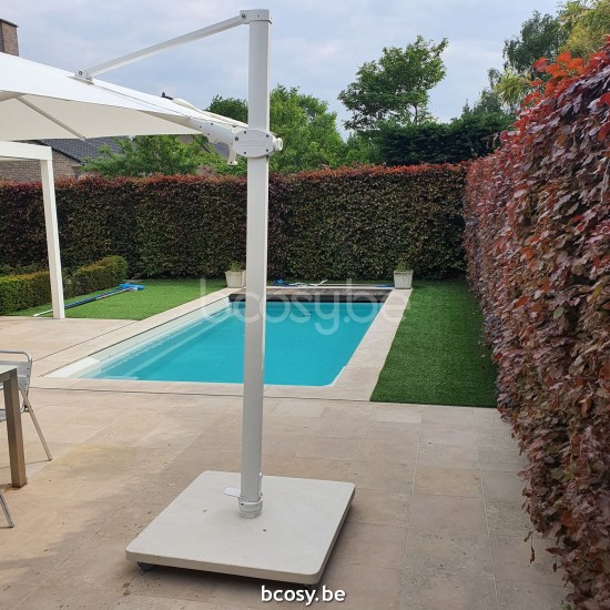 Jardinico ANTEGO 200x300 Parasol Ombrelle À Mât Libre Parasol Décentré Suspendu Deporté Pendant Flottant Rectangulaire 2x3 Mât Aluminium Thermolaqué En Blanc Mat| Toile-tissu Natural Classic-Acryl sol.