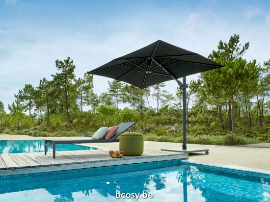Jardinico ANTEGO 200x300 Rechthoekige Vrijhangende Parasol 2x3 Mast Zwart Doek Black Classic-Acryl solids.
