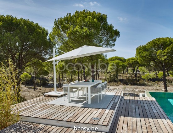 Jardinico ANTEGO 300x300 Parasol Deporté Mât Blanc Toile Natural Classic-Acryl solids.