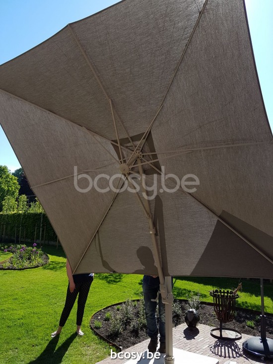  Jardinico ANTEGO 300x300 Quadratischer Freiarmsonnenschirm Freiarmschirm 3x3 Sonnenschirmmast Leinenfarben Pulverbeschichtetes Aluminium| Sonnenschirmbespannung-bezug-tuch-stoff Taupe Classic-Acryl s.