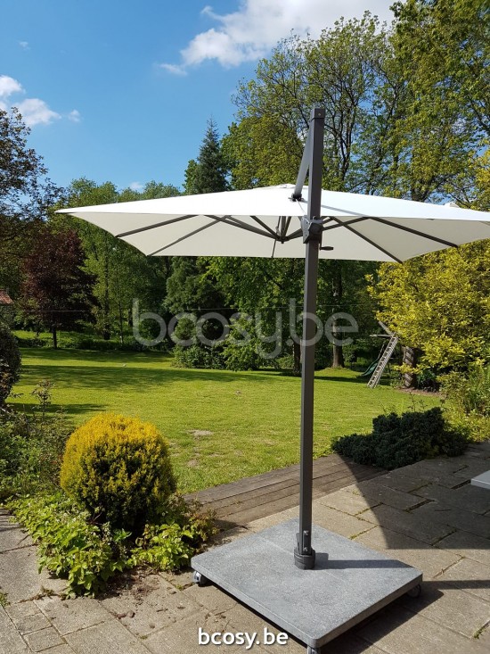 Jardinico ANTEGO 300x300 Square Sidepost Cantilever Free Pole Mast Floating Parasol 3x3 Pole Mast Post Anthracite Powder Coated Aluminium| Canopy-fabrics Natural Classic-Acryl solids.
