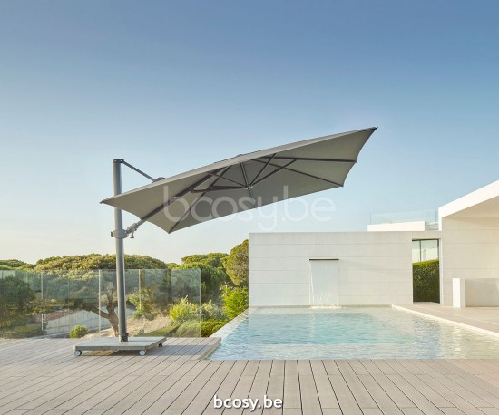 Jardinico ANTEGO 300x300 Square Cantilever Parasol Pole Black Canopy Gris Nature Classic-Acryl solids.