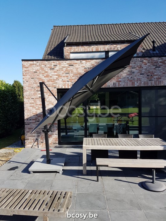 Jardinico ANTEGO Parasols suspendus deportés pendants décentrés flottants à mât libre décentré.