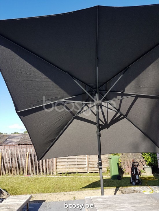 Jardinico ANTEGO 300x300 Square Sidepost Cantilever Free Pole Mast Floating Parasol 3x3 Pole Mast Post Black Powder Coated Aluminium| Canopy-fabrics Black Classic-Acryl solids.