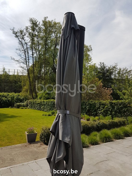 Jardinico ANTEGO 300x300 Square Sidepost Cantilever Free Pole Mast Floating Parasol 3x3 Pole Mast Post Black Powder Coated Aluminium| Canopy-fabrics Taupe Classic-Acryl solids.