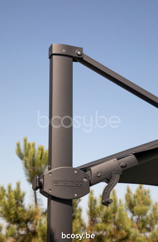 Jardinico ANTEGO 350XR Parasol Deporté Mât Noir Toile Black Classic-Acryl solids.